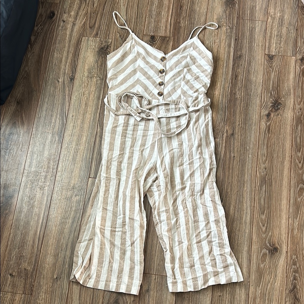 Striped Beige Jumpsuit